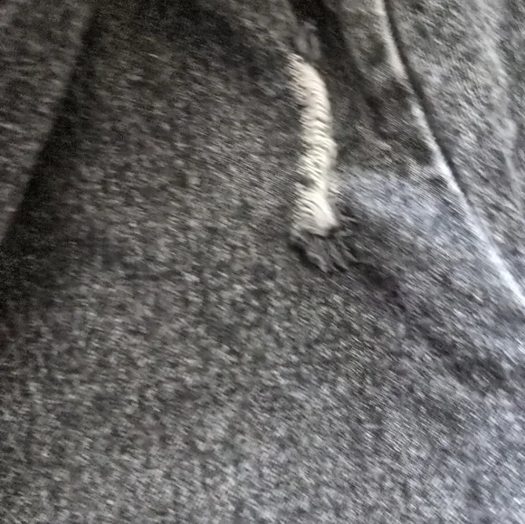 Women's Long Hooded Parka Faux Fur  Distressed Black Denim Statement Jacket - Picture 15 of 15